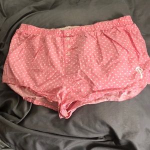 A pair of pink hearted Philly bed shorts
